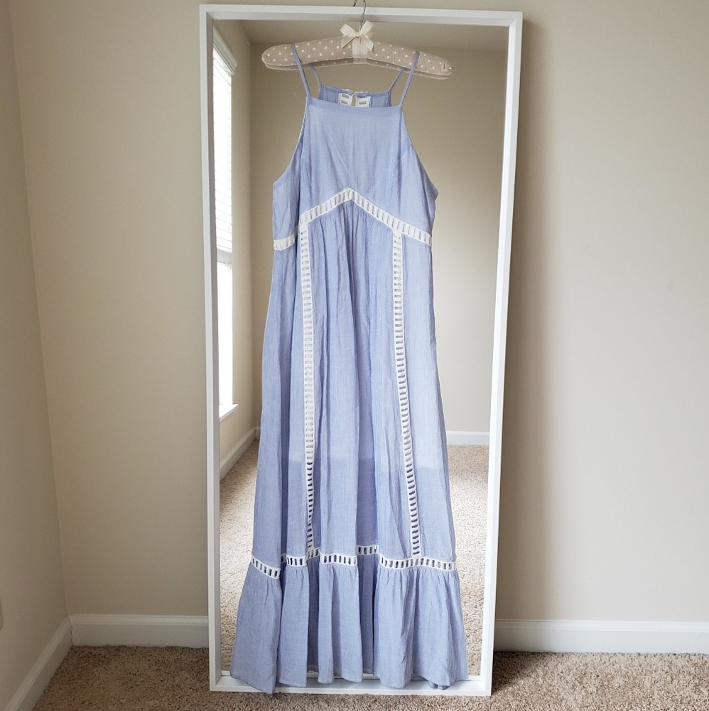 Gorgeous Blue & White Lattice Maxi Dress